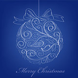 vector christmas ball on blue background