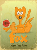 Vintage retro Card with Cartoon Fox