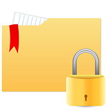 Security concept with file folder and padlock