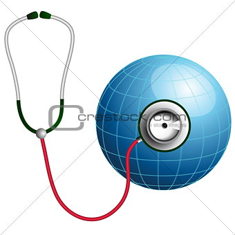 Stethoscope with blue globe