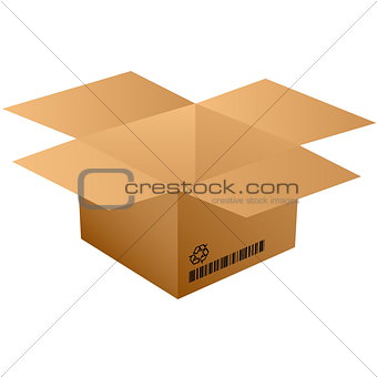 opened cardboard box with bar code