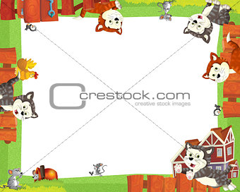 Cartoon farm frame with animals