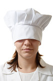 Chef woman hiding her eyes