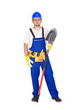 Manual construction worker with shovel