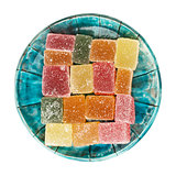 Plate of colorful jelly candies  