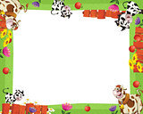 Cartoon farm frame with animals