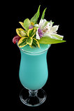 Alcohol drink, cocktail with flower, isolated 