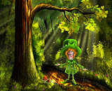 green gnome in the forest