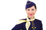 Beautiful young  smiling stewardess in uniform isolated