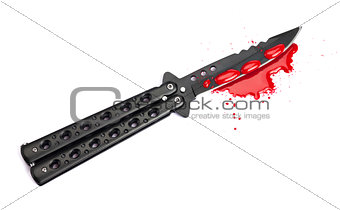 Blood Covered Butterfly Knife