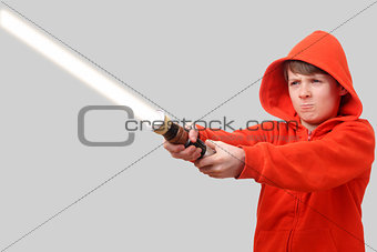Boy with lightsaber
