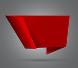 Red origami abstract speech bubble