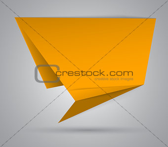 Yellow origami abstract speech bubble