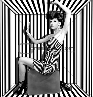 Woman in a Box With Stripes