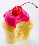 Cherry sundae frosted cupcake