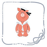 background for postcard piglet sailor