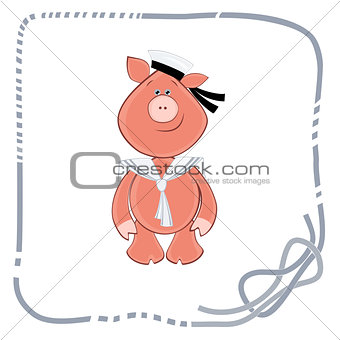 background for postcard piglet sailor