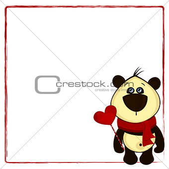 background for postcard with panda and heart