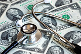 A stethoscope on some money concept of rising medical cost