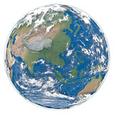 Model of Earth facing Asia