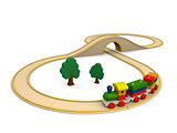 Wooden toy train with track