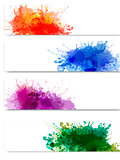 Collection of colorful abstract watercolor banners. Vector