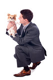 business man and chihuahua