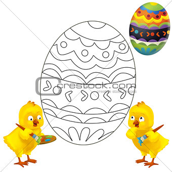 The coloring page - easter chicken
