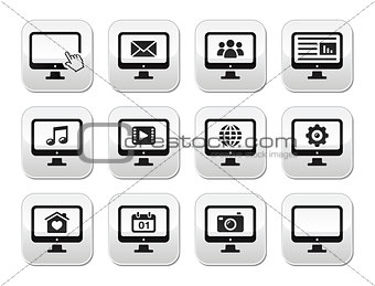 Computer screen modern grey buttons set