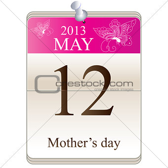 Calendar of mothers day 2013