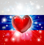 Love Russia flag heart background