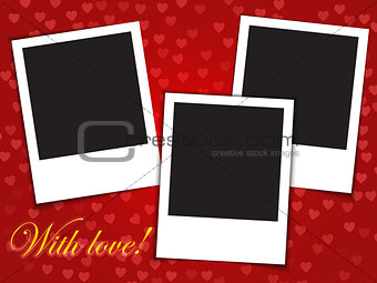 Love card template with blank photo frames