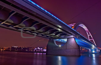 River bridge at colorful night, Bratislava