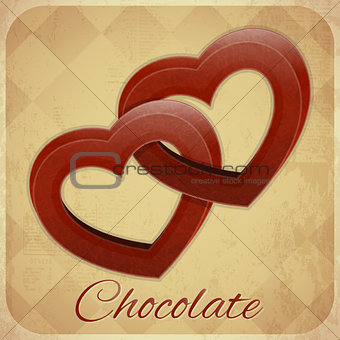 Retro Card with Chocolate Hearts