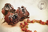 Dry flowers of roses are in vintazhnom style