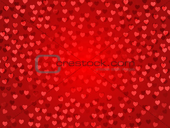 Love card template with heart shapes on red