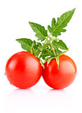ripe tomatos with leaf