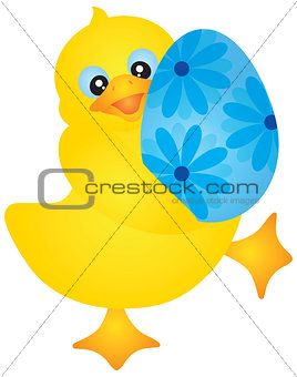 Duckie Carrying Easter Egg Illustration