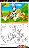 purebred dogs cartoon for coloring book
