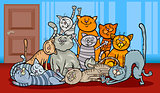 happy cats group cartoon illustration