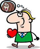 man with his valentine cartoon illustration