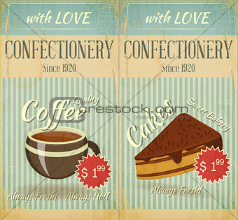 Vintage two Cards Cafe confectionery  dessert  Menu
