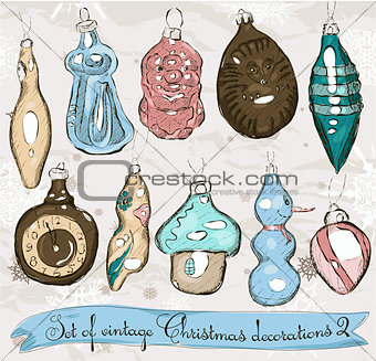 Set of real vintage Christmas decorations