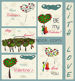 Set of vintage cards about love.