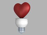 3d concept heart bulb