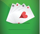 A winning poker hand of four aces
