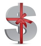 dollar currency symbol and ribbon