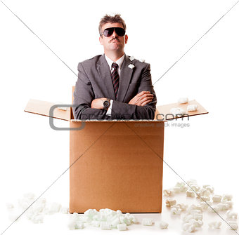 Businessman in a box