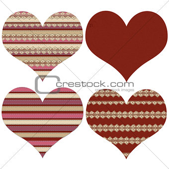 Block of four red  Valentine hearts 