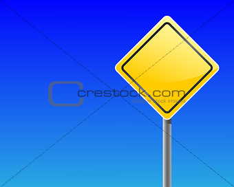 Empty traffic sign on dark blue background.
